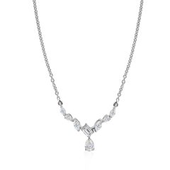 0.85 Carat Natural Diamond Cluster Pendant Necklace 18K White Gold