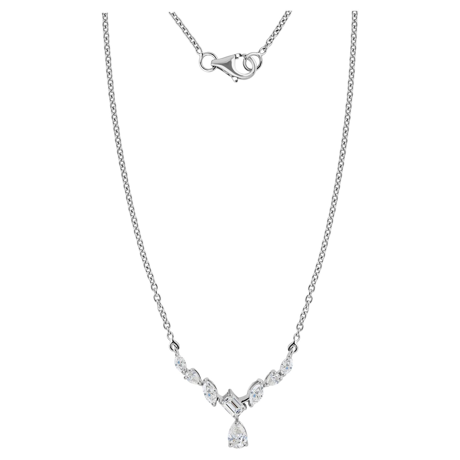 Collana con ciondolo a grappolo di diamanti naturali da 0,85 carati in oro bianco 18 carati