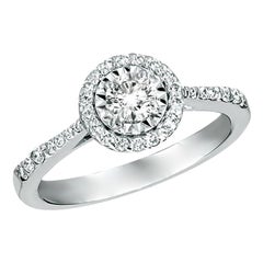 0.85 Carat Natural Diamond Engagement Ring G SI 14 Karat White Gold