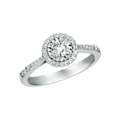 Anillo de compromiso de diamantes naturales de 0,85 quilates G SI Oro blanco de 14 quilates