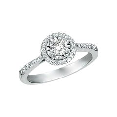 0.85 Carat Natural Diamond Engagement Ring G SI 14 Karat White Gold