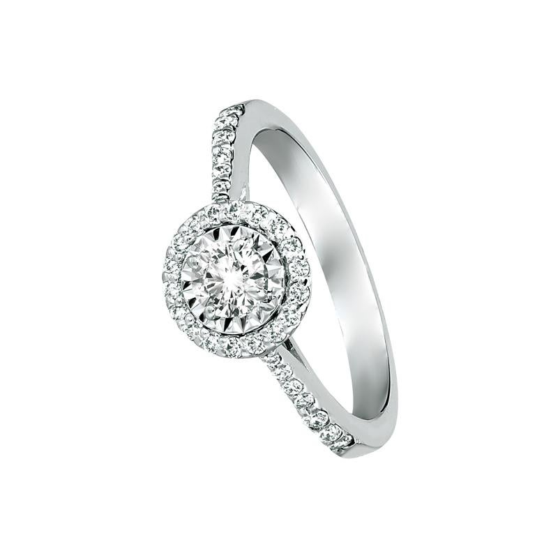 Round Cut 0.85 Carat Natural Diamond Engagement Ring G SI 14 Karat White Gold For Sale