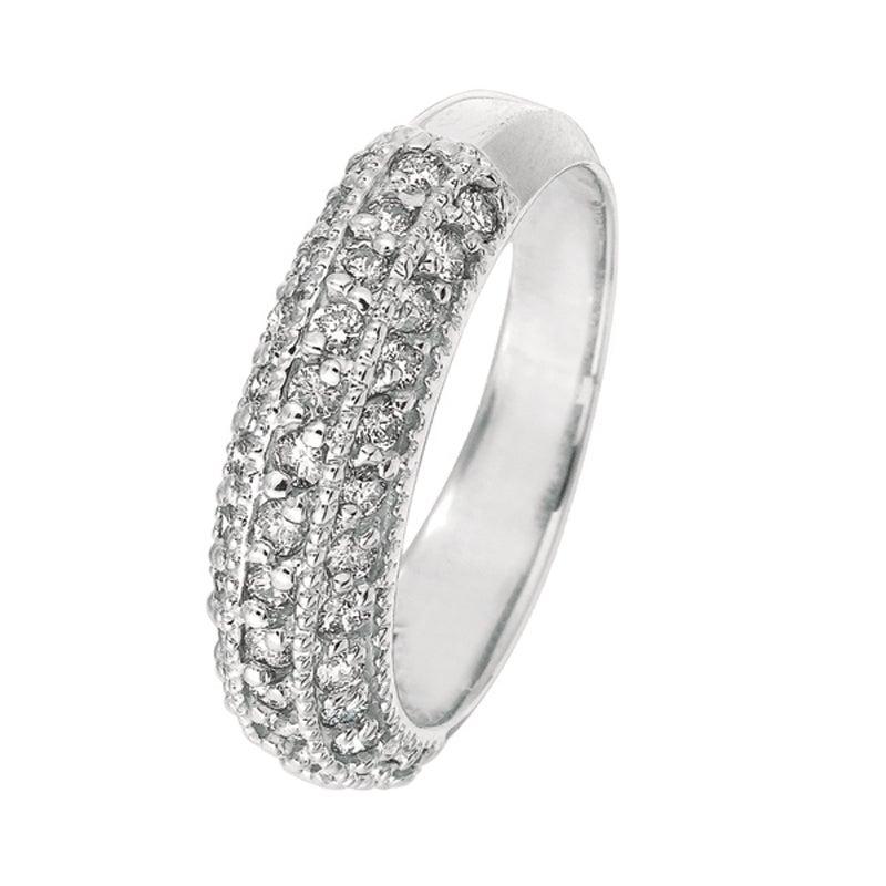 For Sale:  0.85 Carat Natural Diamond Fashion Ring Band G SI 14 Karat White Gold 4