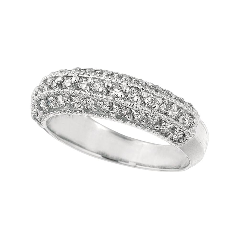 For Sale:  0.85 Carat Natural Diamond Fashion Ring Band G SI 14 Karat White Gold