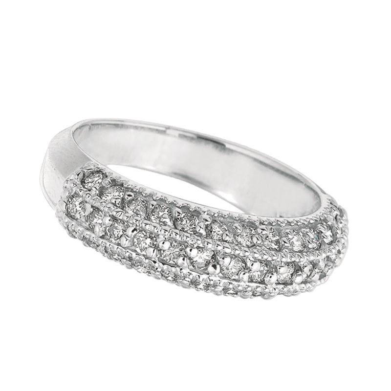 Contemporain Bague à la mode en or blanc 14 carats avec diamant naturel de 0,85 carat G SI en vente