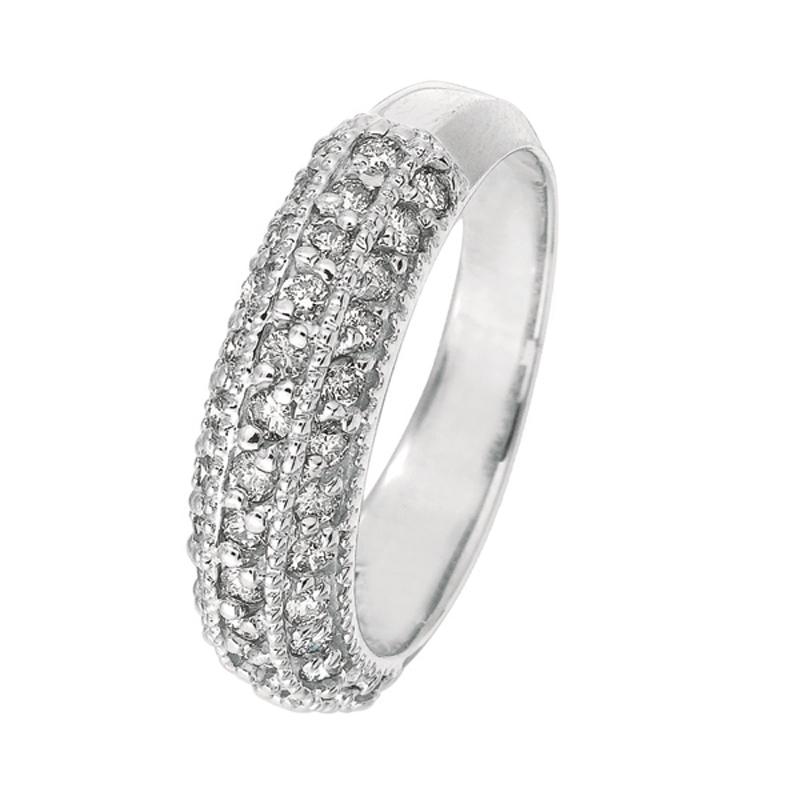 Taille ronde Bague à la mode en or blanc 14 carats avec diamant naturel de 0,85 carat G SI en vente