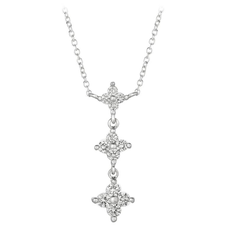 0.85 Carat Natural Diamond Necklace 14 Karat White Gold G SI Chain For Sale