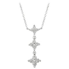 0.85 Carat Natural Diamond Necklace 14 Karat White Gold G SI Chain