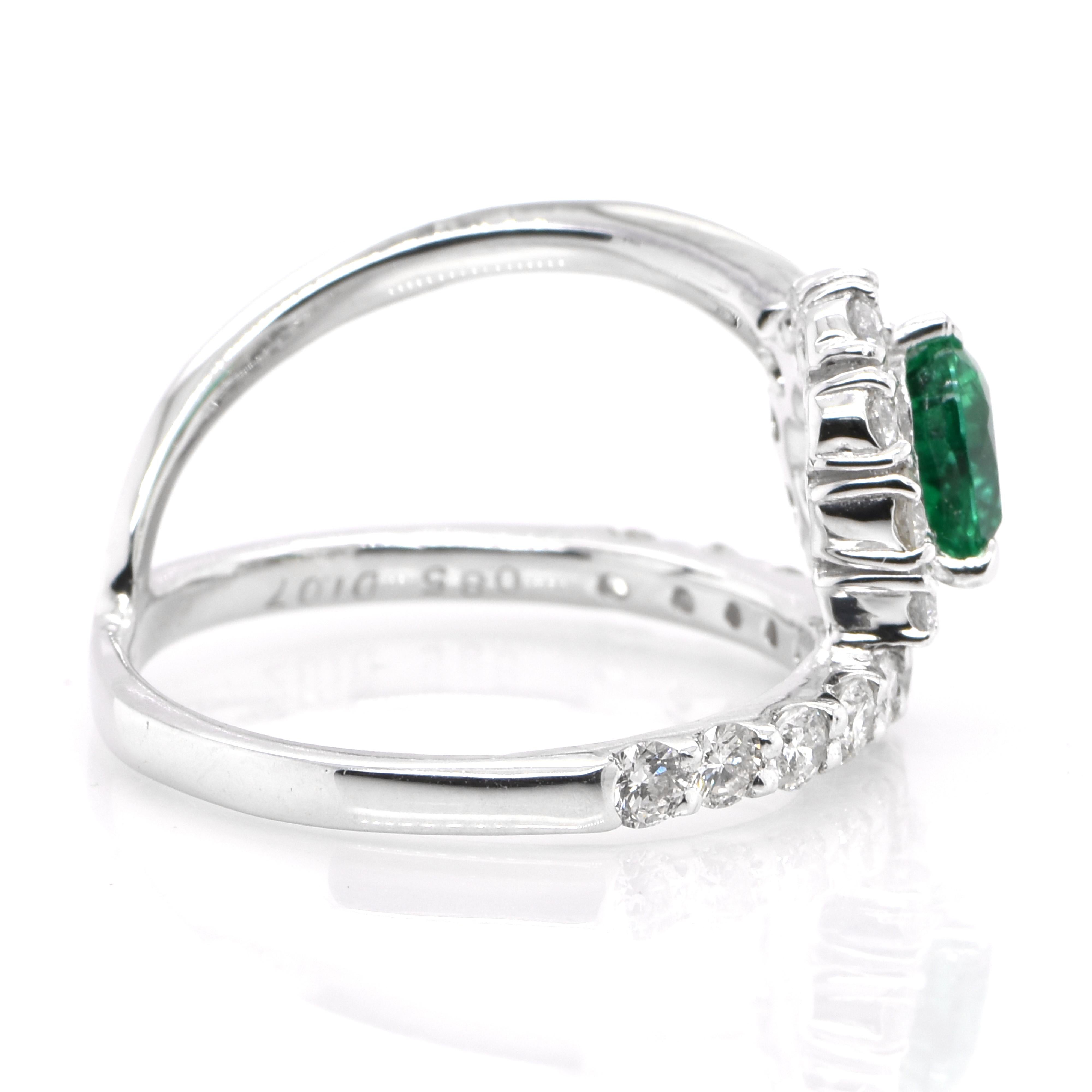 Heart Cut 0.85 Carat Natural, Heart-Cut, Zambian Emerald and Diamond Ring Set in Platinum