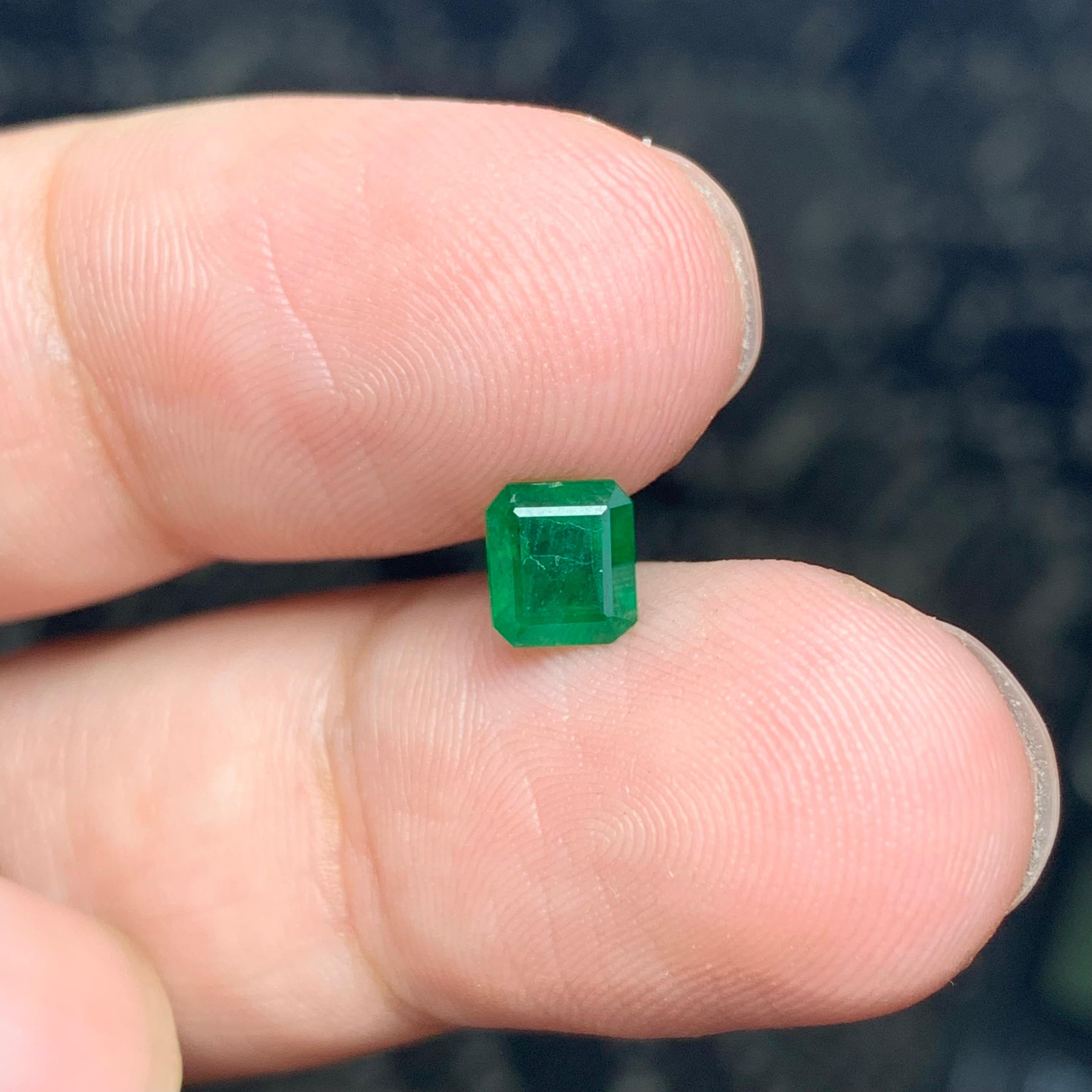 0.85 Carat Natural Loose Emerald Gemstone From Swat Mine, Pakistan  For Sale 2