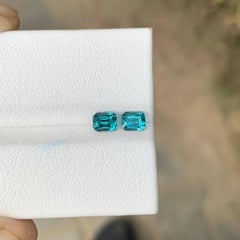 0.85 Carat Natural Loose Lagoon Blue Tourmaline Pair Cushion Cut Afghan Gemstone