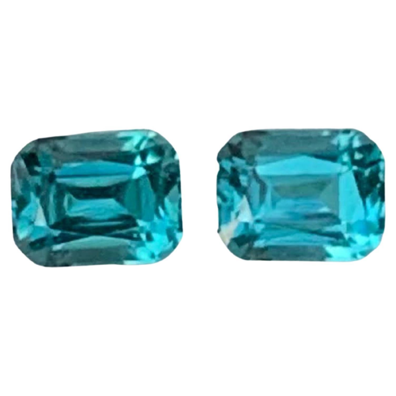 0.85 Carat Natural Loose Lagoon Blue Tourmaline Pair Cushion Cut Afghan Gemstone For Sale