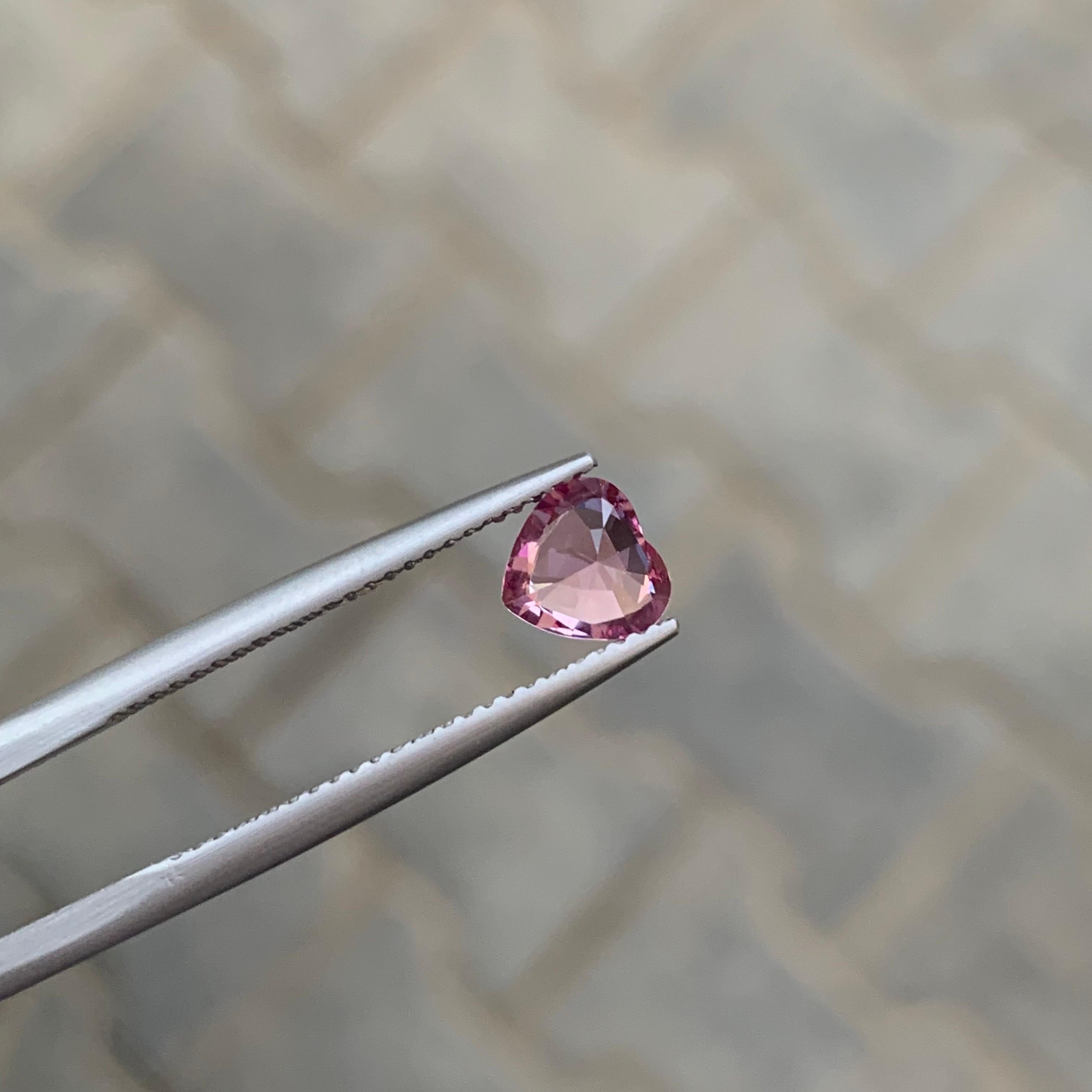 Faceted Pink Spinel

Weight : 0.85 Carat
Dimension : 6.1 x 6.5 x 3.3 Mm
Colour : Pink
Treatment: Non
Origin: Tanzania
Shape : Heart
Certificate: On Demand

Spinel is a captivating gemstone prized for its brilliant colors and exceptional clarity.