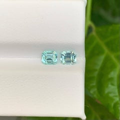 0.85 Carat Natural Loose Sea Foam Tourmaline Pair Emerald Cut Afghan Gemstone