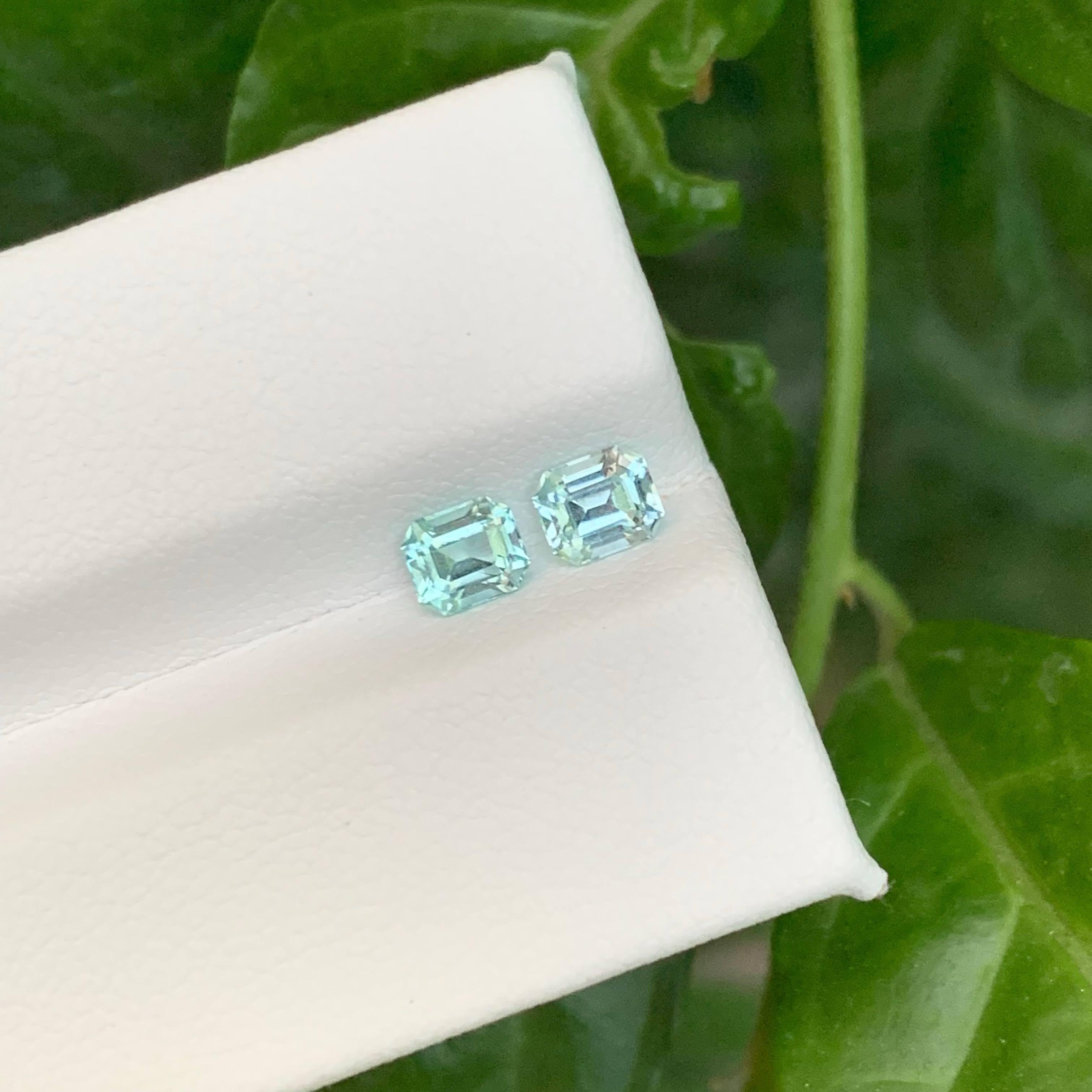 Taille émeraude 0.85 Carat Natural Loose Sea Foam Tourmaline Pair Emerald Cut Afghan Gemstone en vente