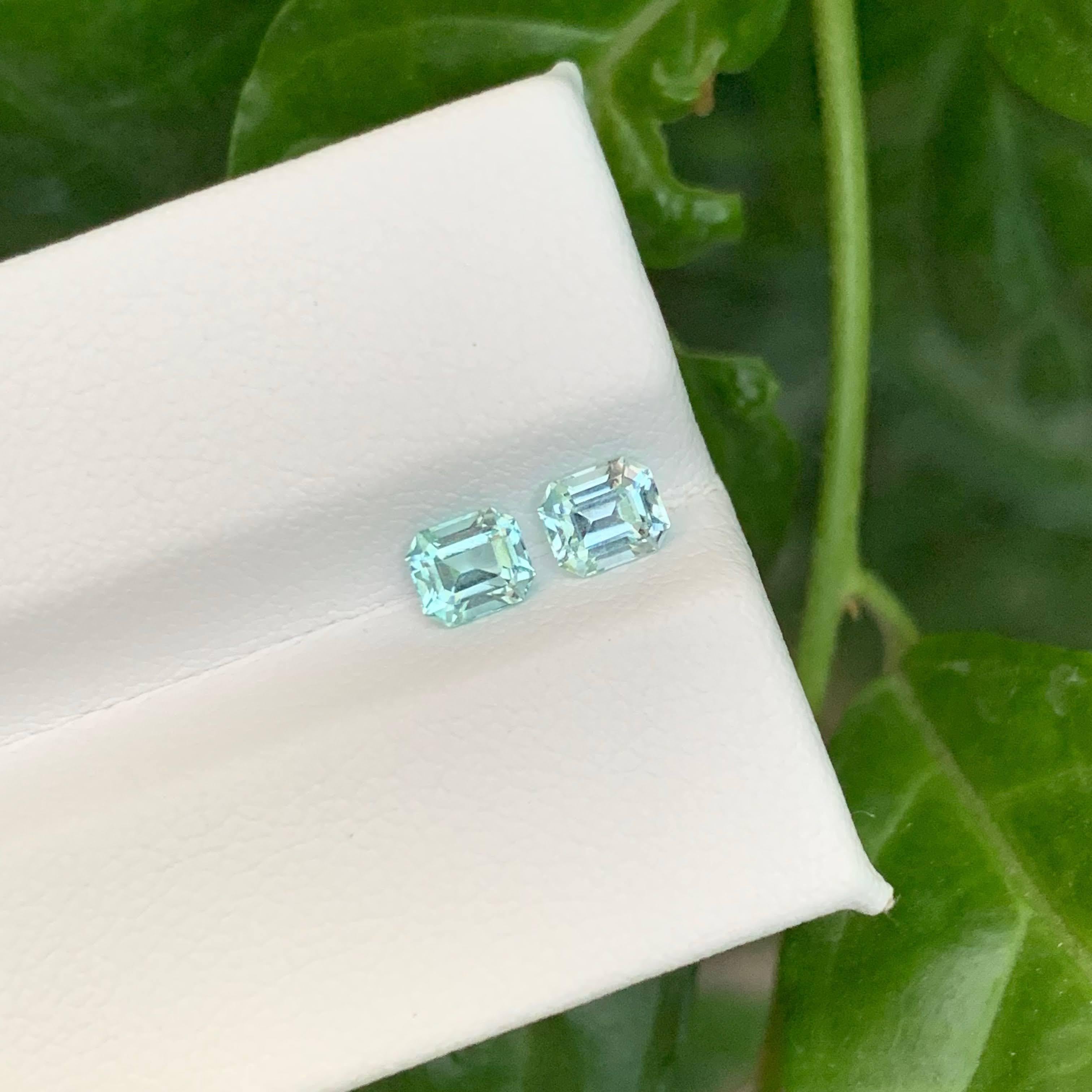 0.85 Carat Natural Loose Sea Foam Tourmaline Pair Emerald Cut Afghan Gemstone Neuf - En vente à Bangkok, TH