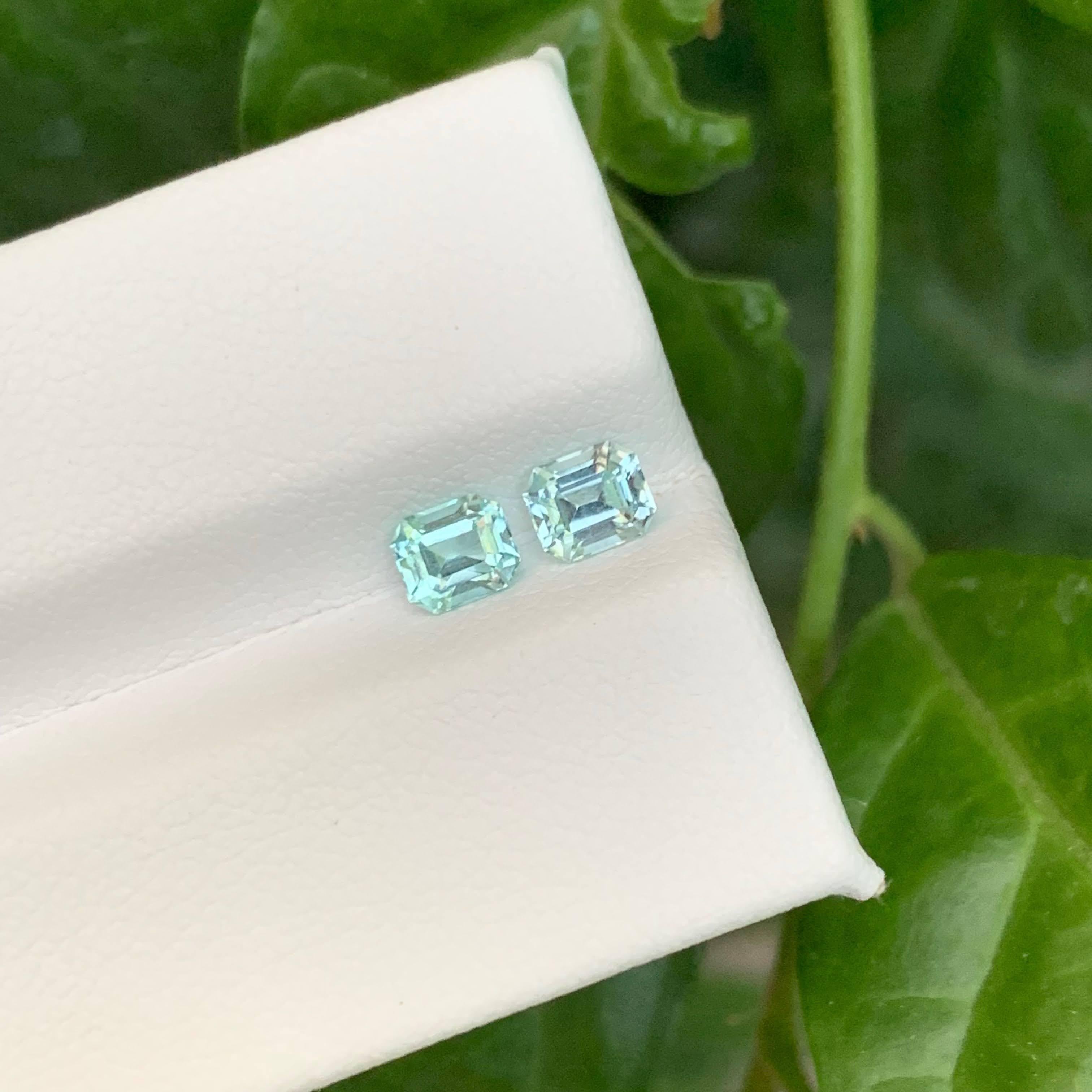 0.85 Carat Natural Loose Sea Foam Tourmaline Pair Emerald Cut Afghan Gemstone en vente 3