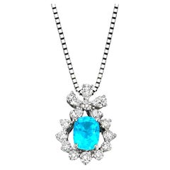 0.85 Carat Natural, Neon-Blue, Brazilian Paraiba Tourmaline Pendant