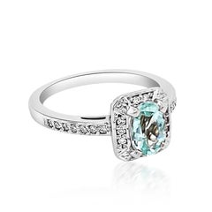 0.85 Carat Natural Paraiba Tourmaline 14 Karat White Gold Ring