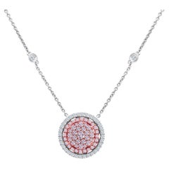 0.85 Carat Natural Pink Diamond Round Pendant in 18k Rose and White Gold ref1995