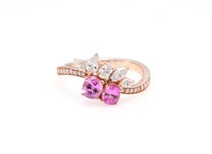 0.85 Carat Natural Pink Sapphire Cushion Diamond Ring