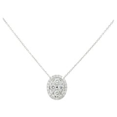 Collier pendentif en or 18 carats avec diamants de forme ovale pavés de 0,85 carat