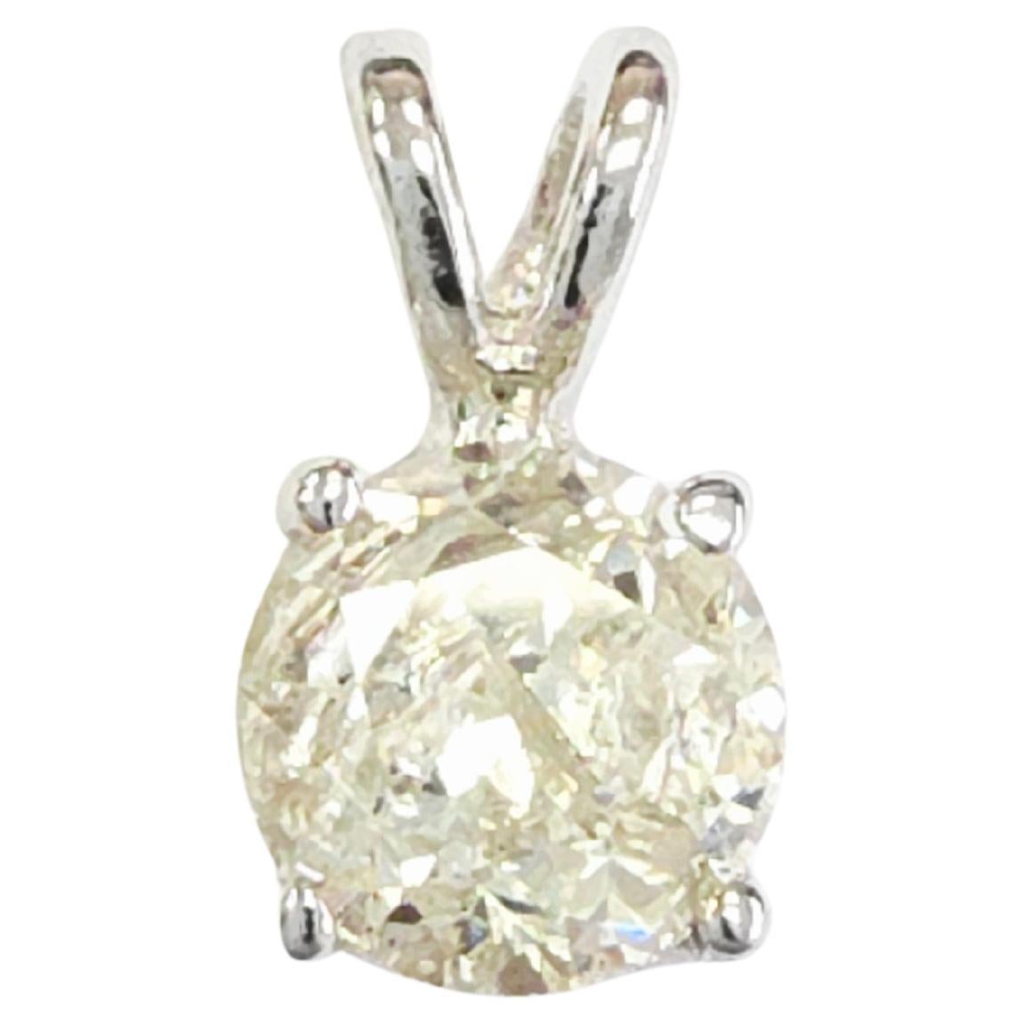FACTORY-DIRECT PRICING, 0.85 Carat Round Natural Diamond Pendant 14K White For Sale