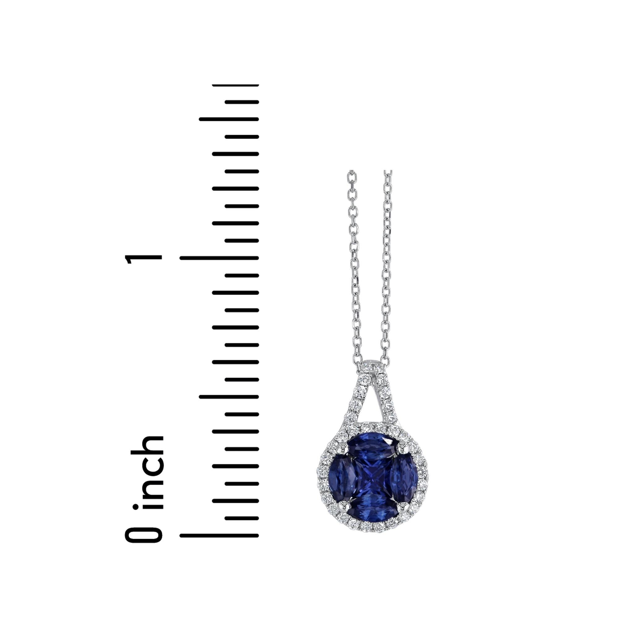 0.85 Carat Sapphire Round Cluster Pendentif avec 0.19 Ct Diamond Halo ref347 Pour femmes en vente