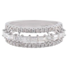 0.85 Carat SI Clarity HI Color Baguette Diamond Dome Ring 18 Karat White Gold