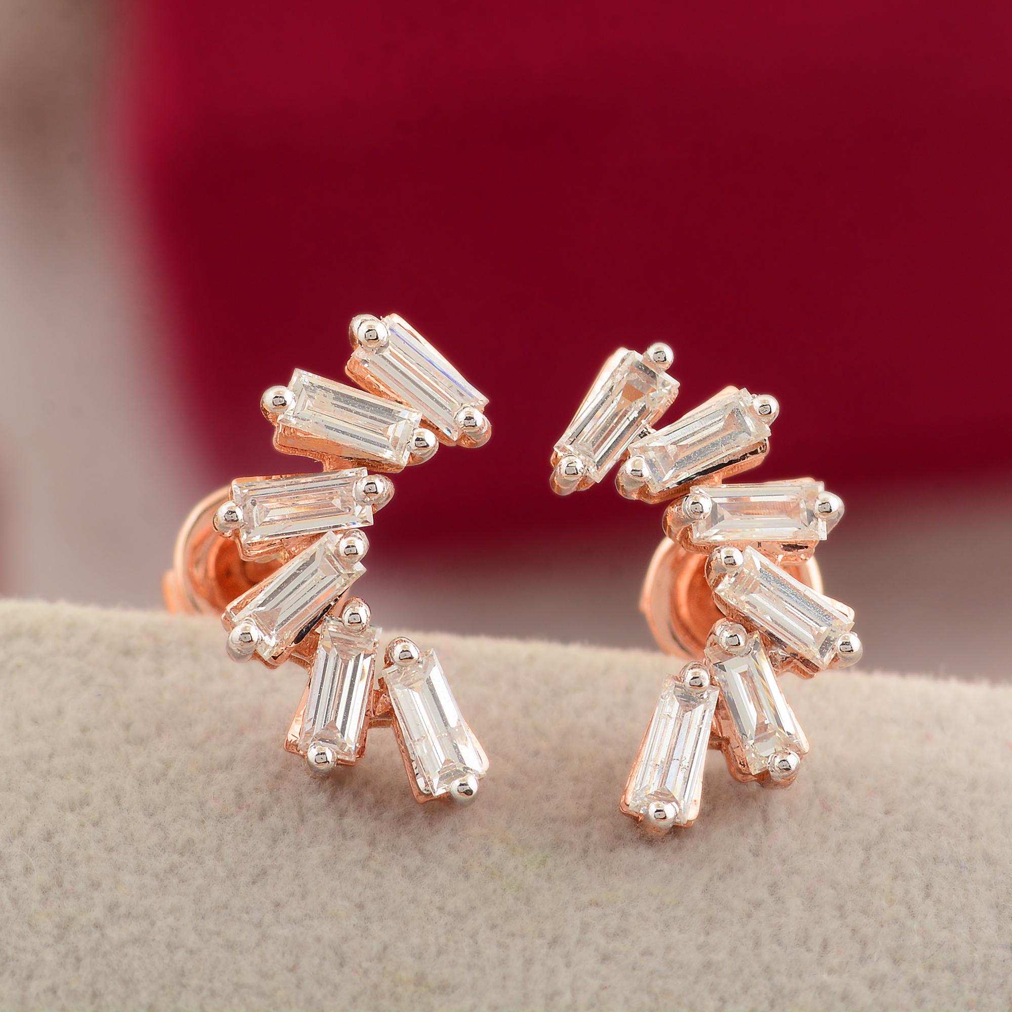 rose gold baguette earrings