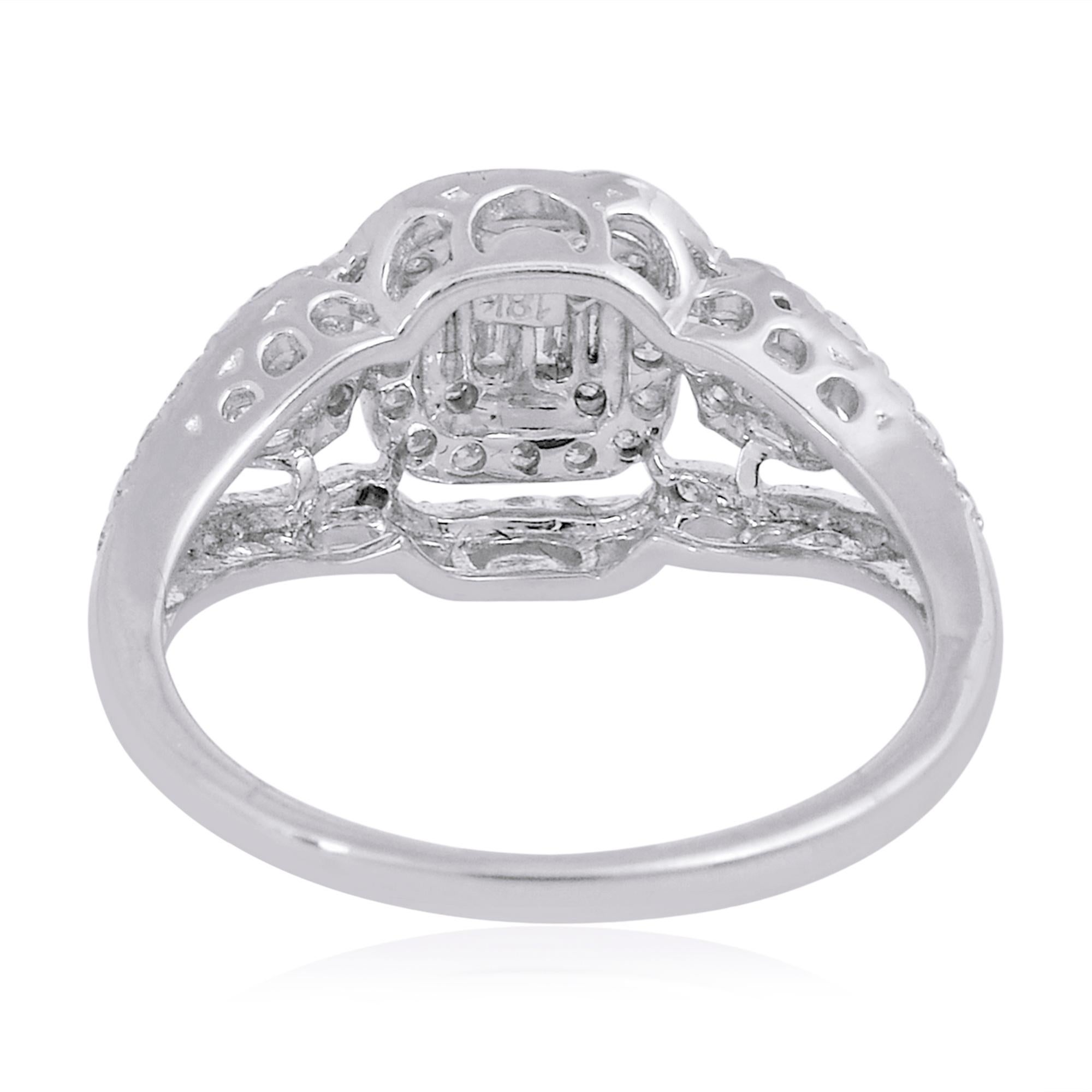 For Sale:  0.85 Carat SI Clarity HI Color Baguette Diamond Ring 18 Karat White Gold Jewelry 2