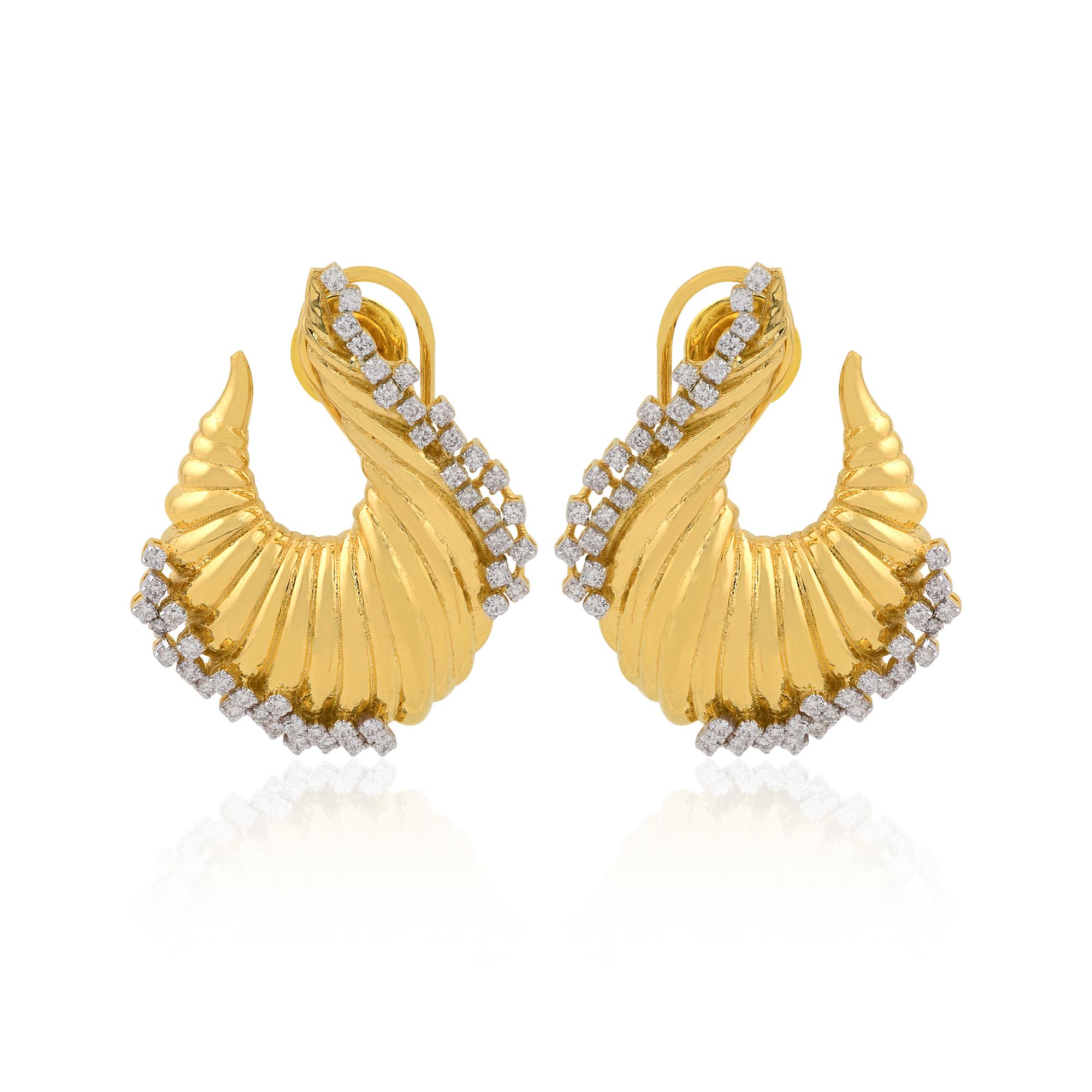 Item Code :- SEE-1674A
Gross Weight :- 9.42 gm
14k Solid Yellow Gold Weight :- 9.25 gm
Natural Diamond Weight :- 0.85 carat  ( AVERAGE DIAMOND CLARITY SI1-SI2 & COLOR H-I )
Earrings Size :- 29x20 mm approx.

✦ Sizing
.....................
We can