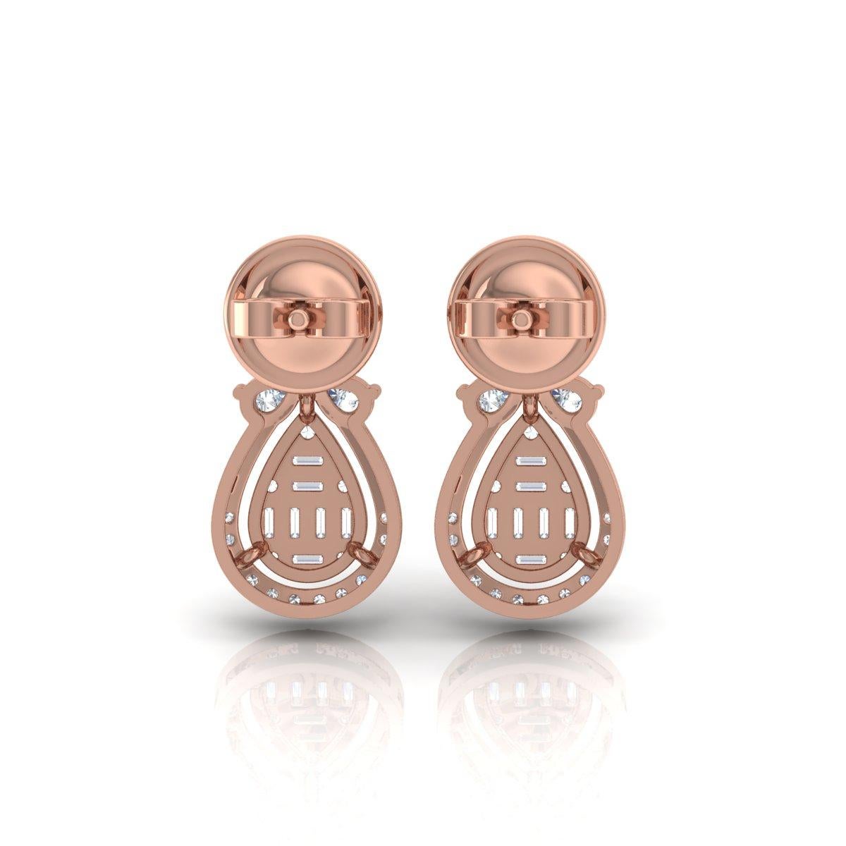 Item Code :- SEE-1735
Gross Weight :- 3.03 gm
14k Rose Gold Weight :- 2.86 gm
Diamond Weight :- 0.85 carat  ( AVERAGE DIAMOND CLARITY SI1-SI2 & COLOR H-I )
Earrings Size :- 17 mm approx.

✦ Sizing
.....................
We can adjust most items to