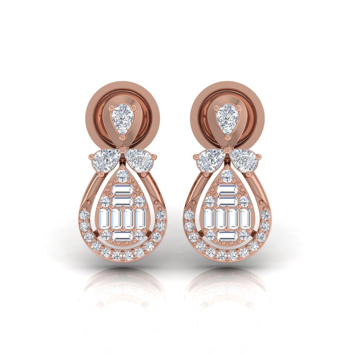 Modern 0.85 Carat SI Clarity HI Color Diamond Stud Earrings 14k Rose Gold Fine Jewelry For Sale