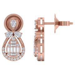 0.85 Carat SI Clarity HI Color Diamond Stud Earsings 14k Rose Gold Fine Jewelry