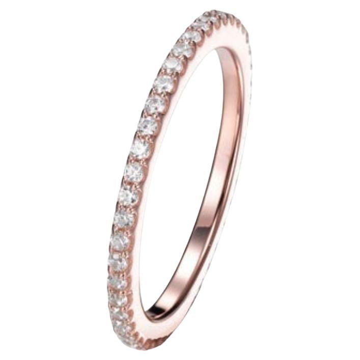  0.85 Carat Cubic Zirconia Rose Gold Plated Full Eternity Wedding Band Ring For Sale