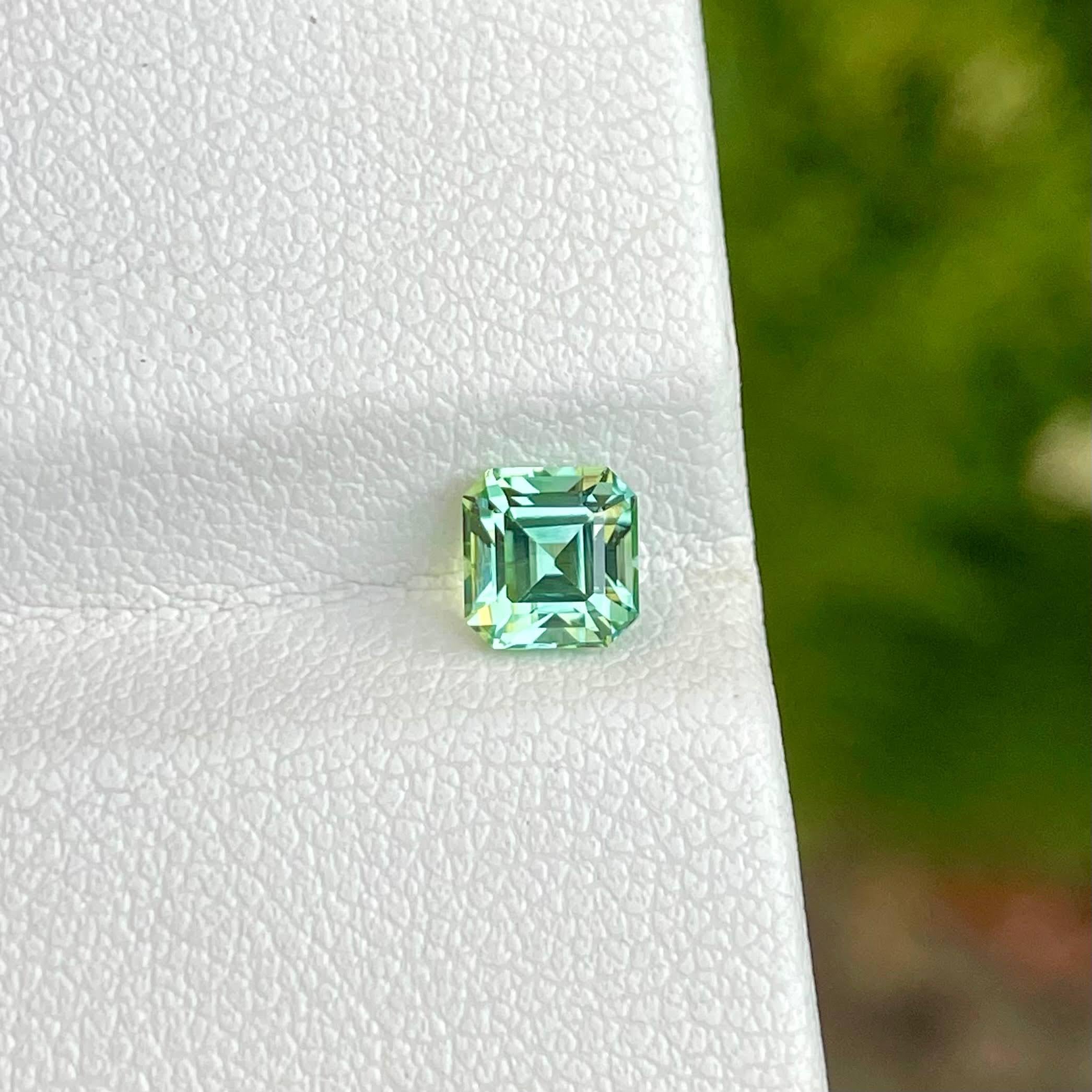 Modern 0.85 Carats Loose Light Green Tourmaline Stone Emerald Cut Afghan Gemstone For Sale