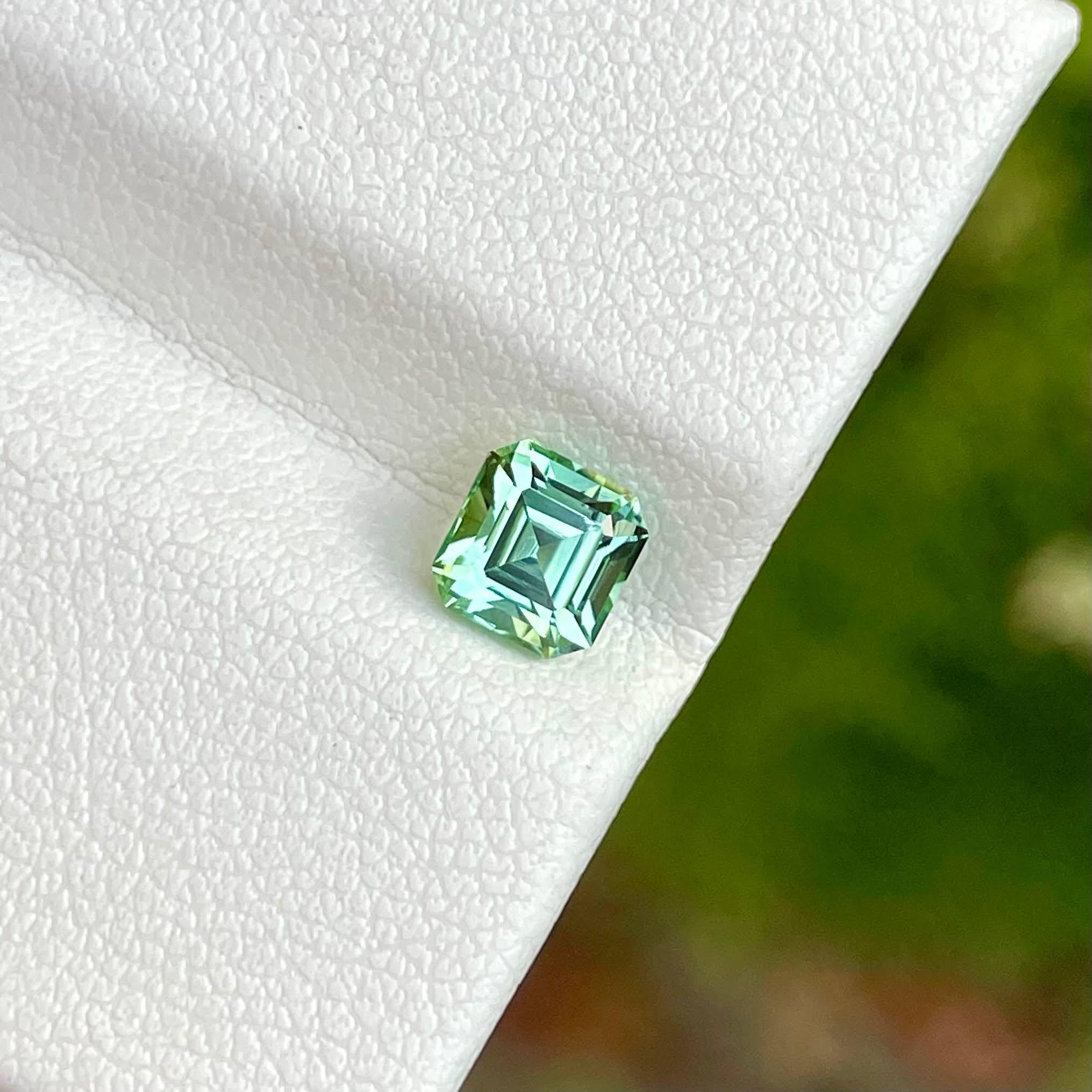 0.85 Carats Loose Light Green Tourmaline Stone Emerald Cut Afghan Gemstone In New Condition For Sale In Bangkok, TH