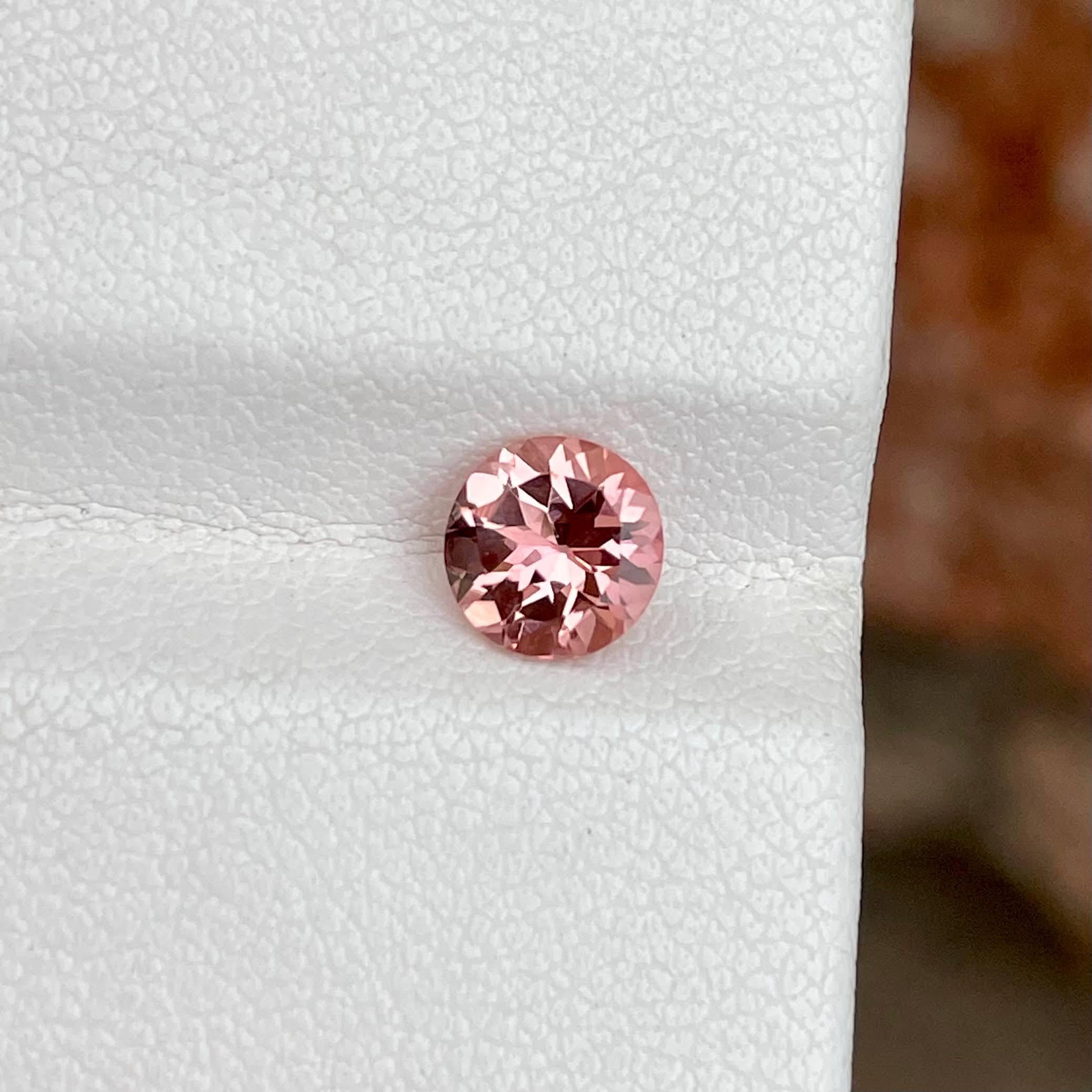 Modern 0.85 Carats Loose Pink Tourmaline Stone Round Cut Natural Afghani Gemstone For Sale