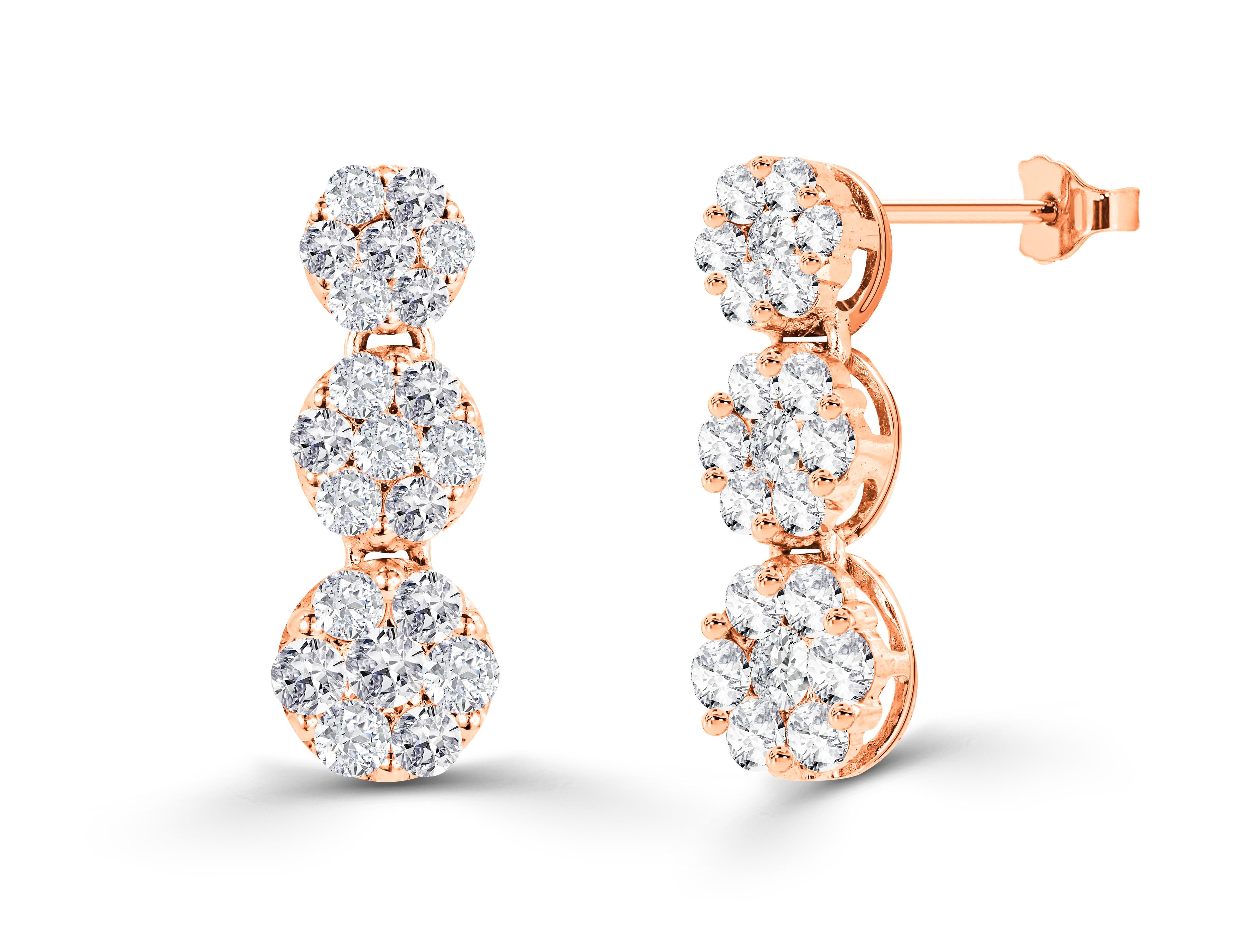 0.85 Ct Diamond Flower Drop Earrings in 14K Gold, Round Brilliant cut diamond earrings, Natural Diamond Earrings, Stud earrings, Heavy End Earrings.

Jewels By Tarry presents to you a beautiful Earring collection with natural diamonds that last
