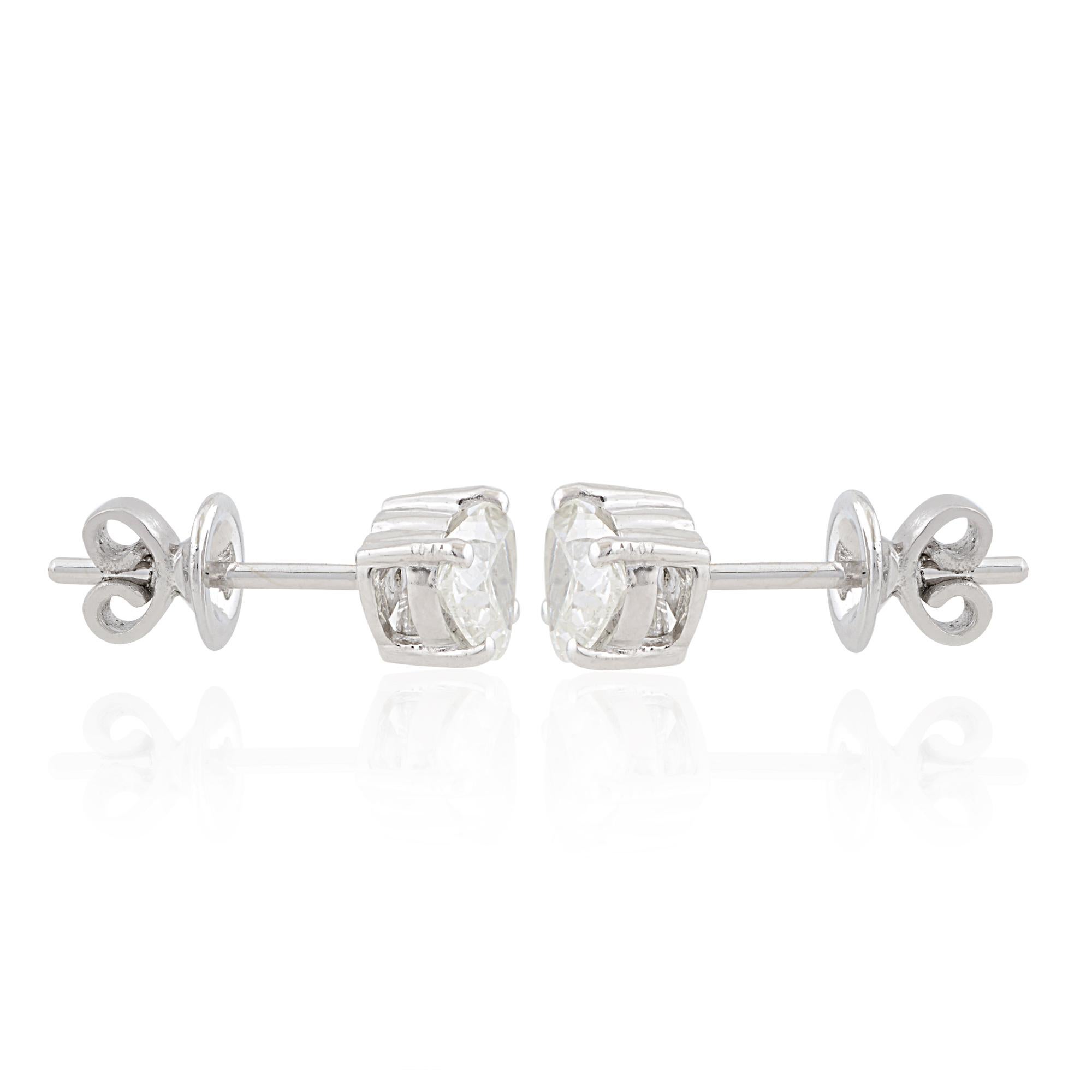 Boucles d'oreilles en diamant solitaire en forme de cœur, 0,85 ct, en or blanc 10K, faites à la main. Pour femmes en vente