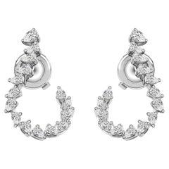 Orecchini a cerchio aperti con diamanti naturali a forma di pera da 0,85 carati, in oro bianco 18 carati