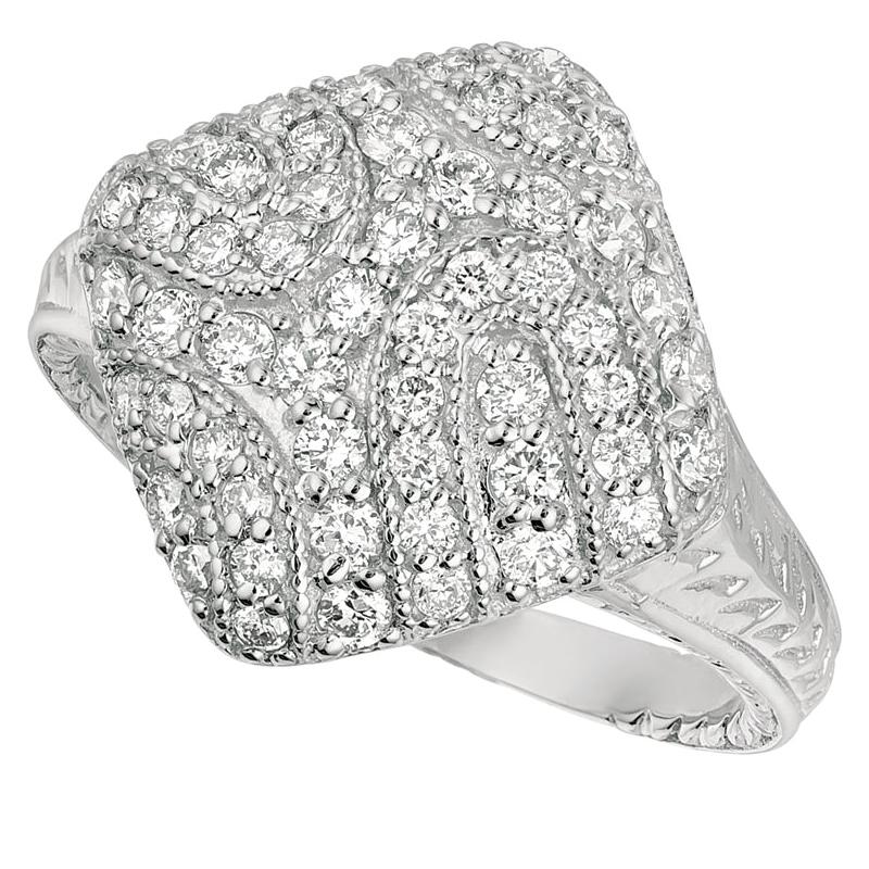0.85 Ct Natural Round Cut Diamond Ring G SI 14k White Gold For Sale