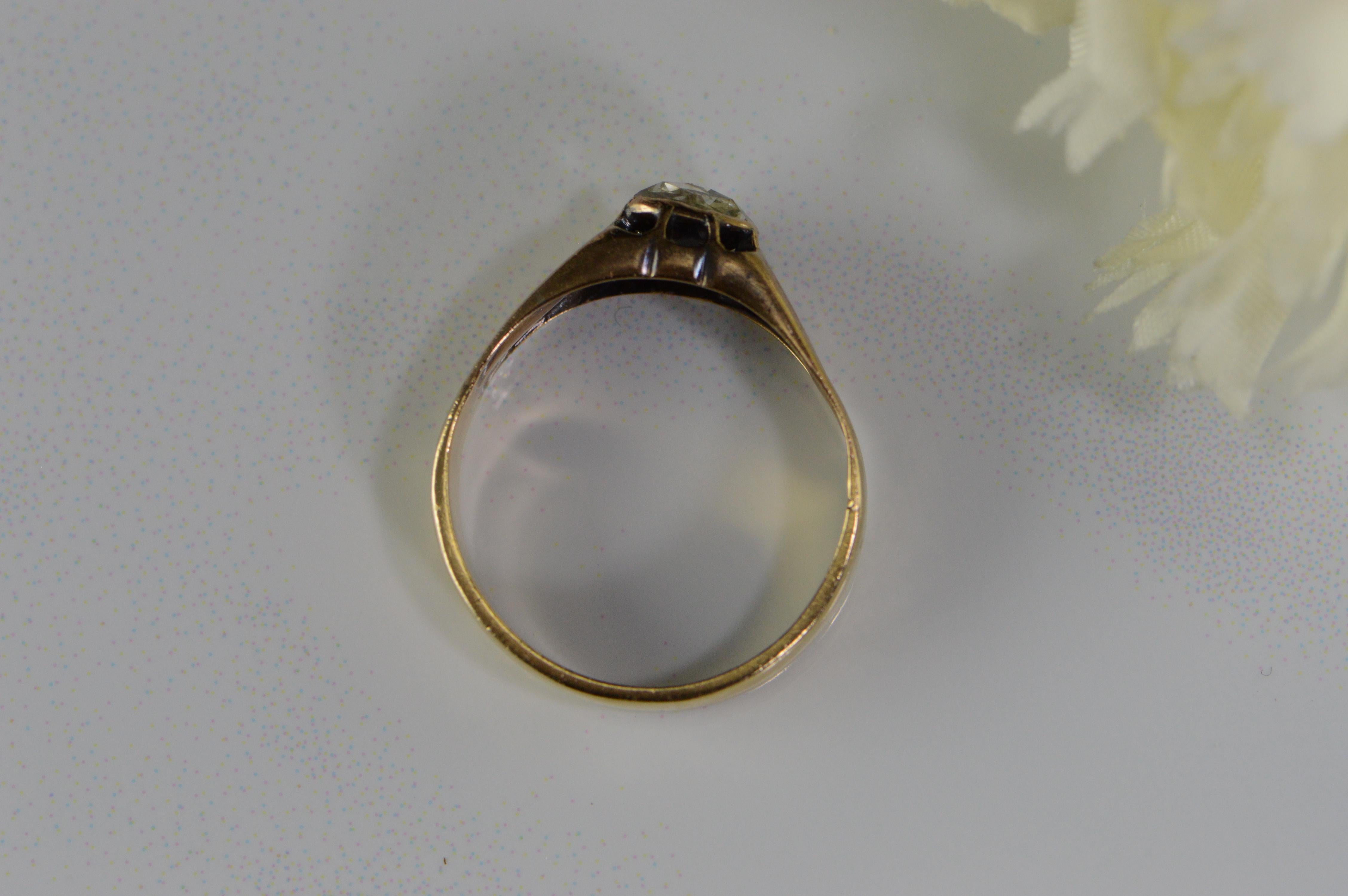 0.85 Carat Rose Cut Victorian Gold Engagement Ring For Sale 3