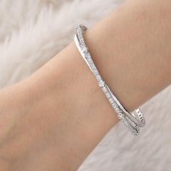 0,85 Ct Taglio Brillante Rotondo SI/H Diamante Bracciale Crossover Oro Bianco 14k