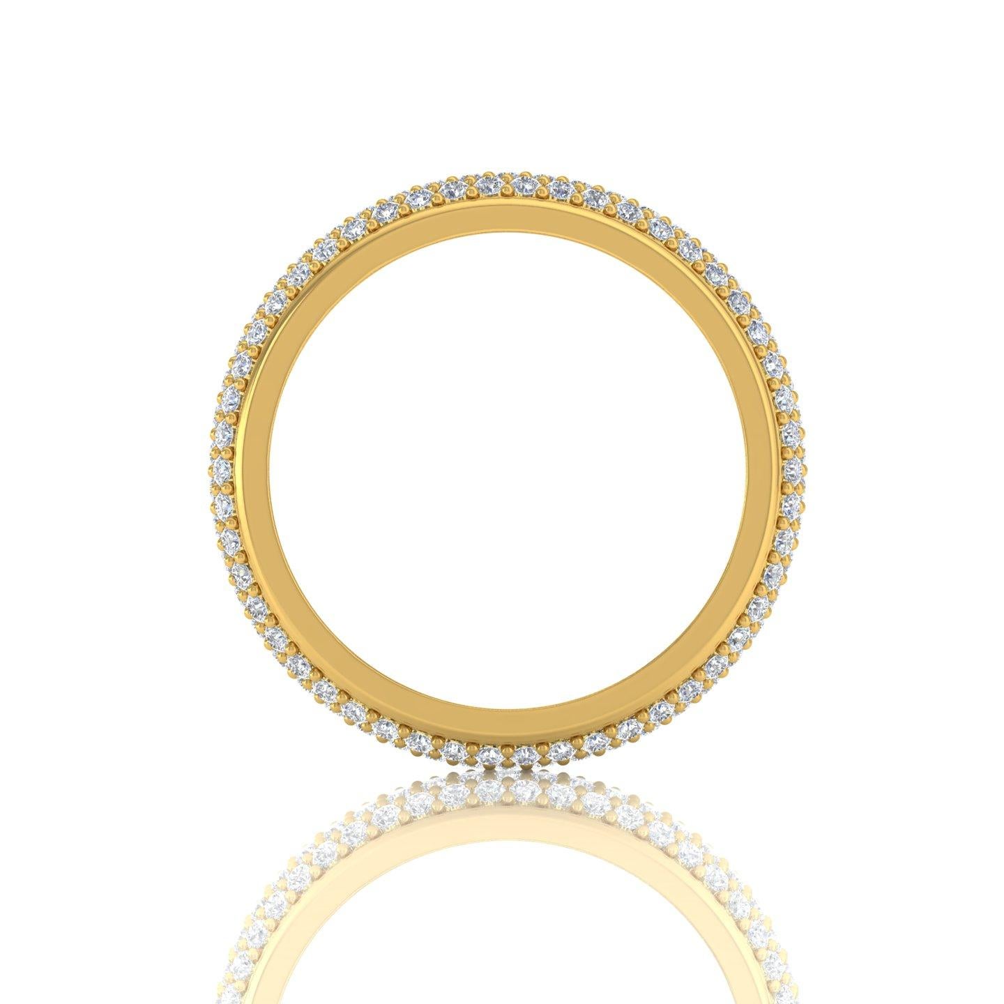 0,85 Karat SI Reinheit HI Farbe Pave Diamant-Ring 18 Karat Gelbgold Schmuck (Rundschliff) im Angebot