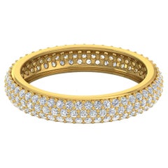 0.85 Ct SI Clarity HI Color Pave Diamond Band Ring 18 Karat Yellow Gold Jewelry