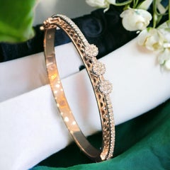 0.85 Cts F/VS1 Round Brilliant Cut Diamonds Statement Bracelet 14K Two-Tone Gold