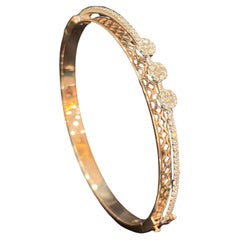 0.85 Cts F/VS1 Round Brilliant Cut Diamonds Statement Bracelet 14K Two-Tone Gold