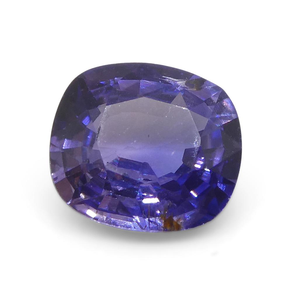 Women's or Men's 0.85ct Cushion Blue Sapphire from East Africa, Unheated For Sale